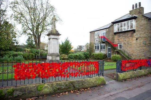 East Bierley Cenotaph, the first memorial stop on the Go Be Runners' Remembrance Challenge.