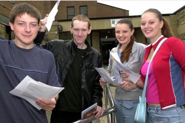 Overjoyed with their GCSE results at Whitcliffe Mount are Gareth Charnock, Kenny Parsons, Sharon Armstrong and Charlotte Hill.