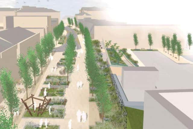 The plans include creating an attractive public space on Commercial Street, featuring more pedestrianisation, greenery and seating areas. Photo: Kirklees Council
