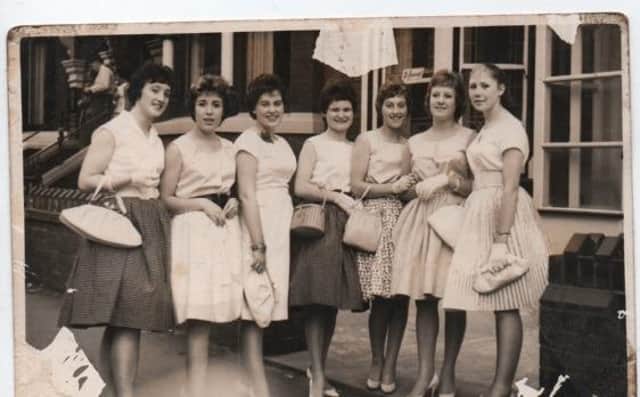 A group of lovely Dewsbury girls enjoying a day out in Blackpool in 1956. I hope I've got their names right. Pictured left to right: Jacqueline Stanley, Maureen Foley, Janet Bromley, Pat Brooksbank, Kathleen Greenwood, Joan Wright and Alice Wright.
