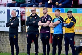 Craig Lingard, second left, believes a win for the Championship’s bottom side, Newcastle Thunder, is ‘just around the corner’. (Photo credit: Paul Butterfield)