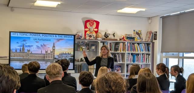Kim speaking to Year 10 students at Whitcliffe Mount School.