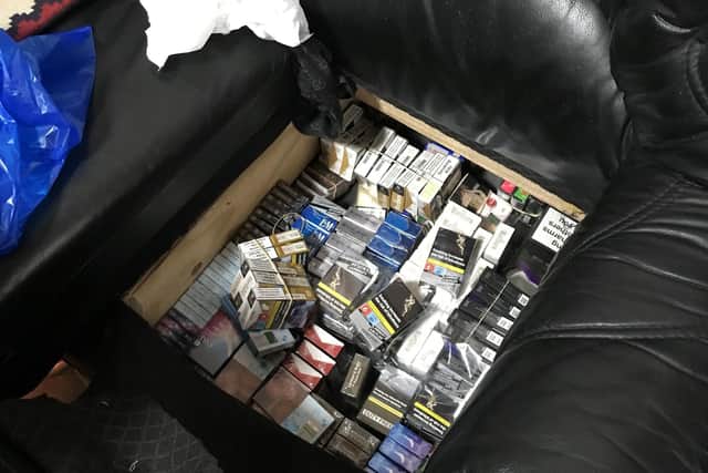 Cigarettes concealed in a sofa at the shop in Dewsbury