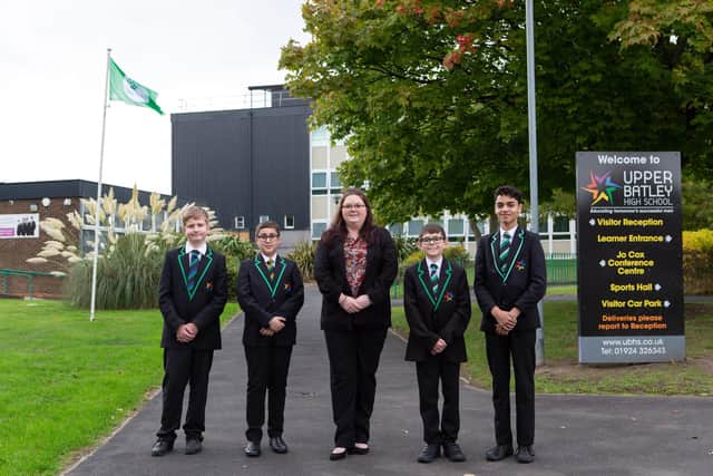 Lisa Wood with some of the Eco-Committee of learners at upper Batley High School.