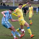 Liversedge defender Kurt Harris had to go in goals after an injury to keeper Jordan Porter in the game at Hebburn Town.