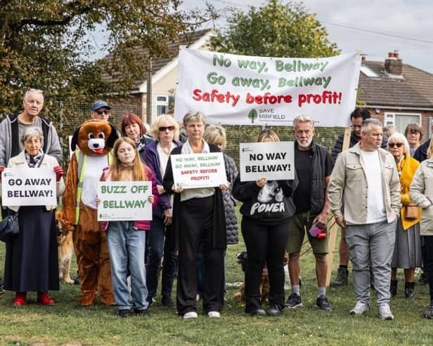 Around 100 Mirfield residents turned out in force to rally against a proposed housing development at Balderstone Fields.