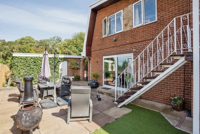 The sunny patio area is ideal for al fresco dining.