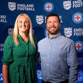 West Riding County FA CEO Hannah Simpson and Davies Sports' Gareth Pashley.