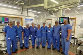 The Dewsbury and District hospital surgical team performing the procedure.