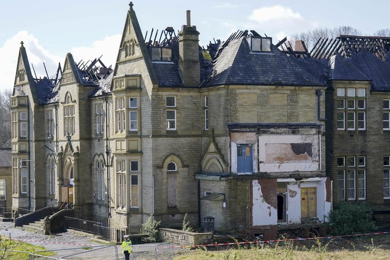 A major fire has engulfed a former school on Birkdale Road in Dewsbury. Picture Scott Merrylees