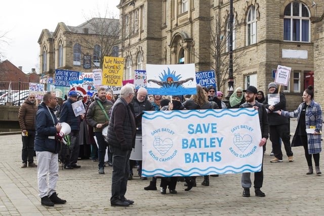 Protesters marched through Batley town centre.