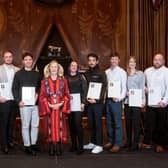 Amanda Waring, Master of the Furniture Makers’ Company, with some of the winners of the Furniture Makers’ Company’s ‘60 for 60’ in Yorkshire.