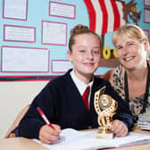 Year six pupil Ruby Brooke, 11, pictured with teacher Jayde Weir