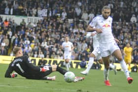 Dominic Calvert-Lewin rounds goalkeeper Bart Verbruggen to score Leeds United's late winner against Brighton.
