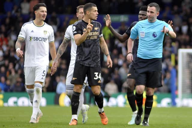 Referee Chris Kavanagh was the centre of attention at Elland Road.