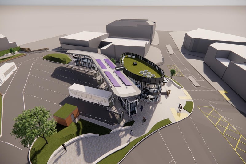 An artist's impression of the new bus station from above