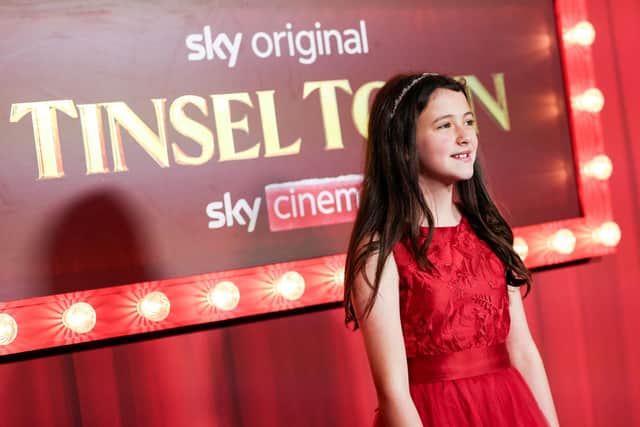 Matilda Firth from Cleckheaton has shared the red carpet with Kiefer Sutherland, Rebel Wilson and the daughter of Robbie Williams for the London premiere of her latest movie, Tinsel Town. Photo by: Vianney Le Caer