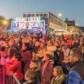 Crowds gather ahead of Cleckheaton's Christmas lights switch on last year. Photo credit: Stephen Garnett (Clockwork Photography)