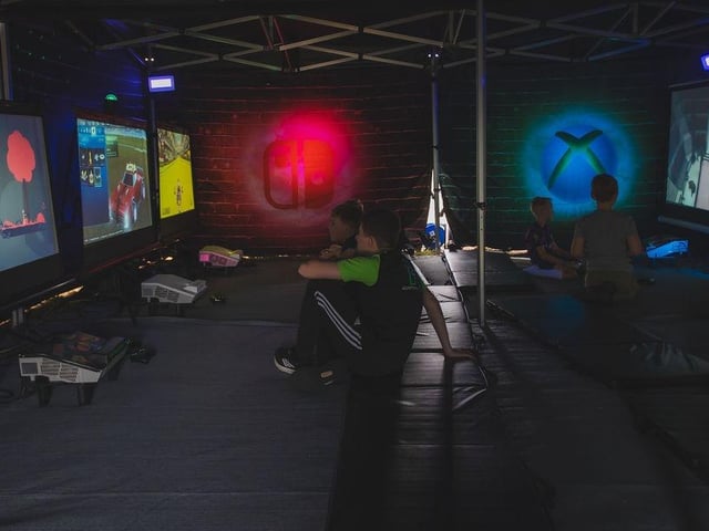 Children were kept entertained in the gaming tent run by Adaptive Gaming.