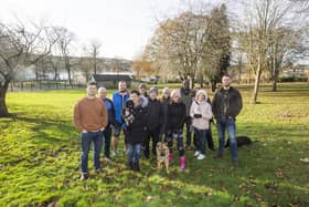 Joe Saville, right, and other local residents and park-users, unhappy about the plans to build a skatepark at Royds Park on Bradford Road, Liversedge.