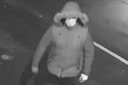 The suspect is described as an Asian male in his late 20’s-30’s. He was wearing a light brown raincoat which had a hood and a face mask.
