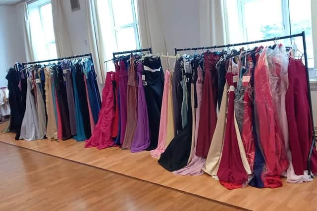 Some of the formal dresses that were on sale at the last event in Batley.