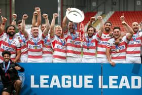 Leigh Centurions lift the Betfred Championship League Leaders' Shield after a 64-6 win over Batley Bulldogs. But who will be celebrating at the same venue when the two sides meet in Sunday's Grand Final?