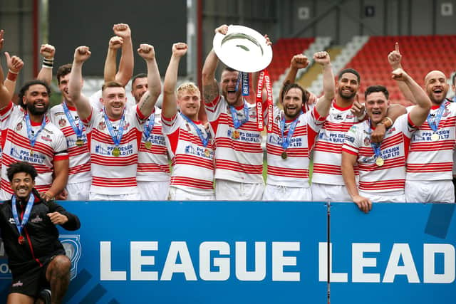 Leigh Centurions lift the Betfred Championship League Leaders' Shield after a 64-6 win over Batley Bulldogs. But who will be celebrating at the same venue when the two sides meet in Sunday's Grand Final?