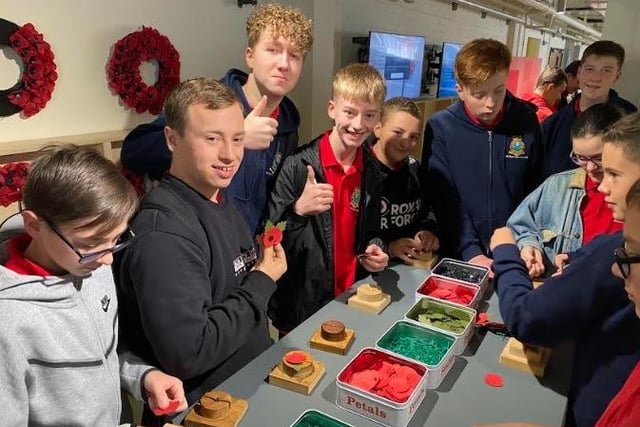 The cadets had a go at making their own poppies for the appeal.
