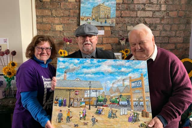 The surprise donation of painting of Batley Station by Gordon Benson, as the Friends of Batley Station celebrated their ninth birthday in style.