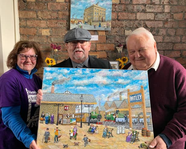 The surprise donation of painting of Batley Station by Gordon Benson, as the Friends of Batley Station celebrated their ninth birthday in style.