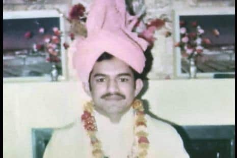 Masood Khan in his traditional wedding clothes in October 1979