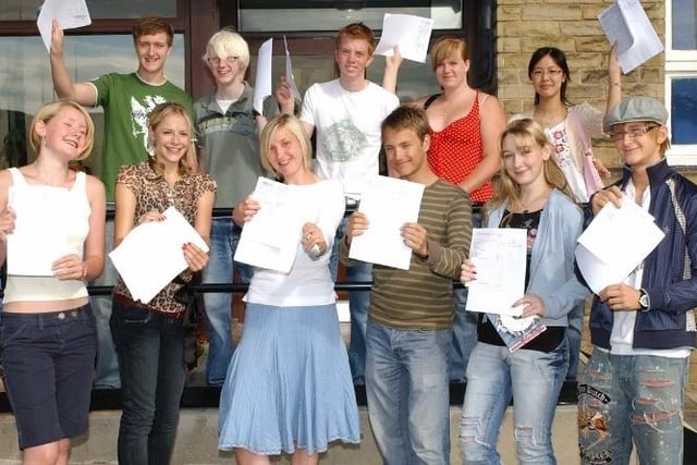 Students at Castle Hall school, Mirfield celebrate their results.