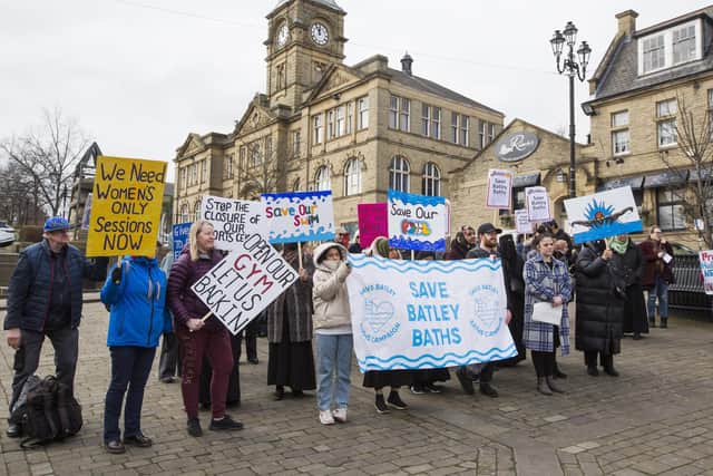Save Batley Baths campaigners held a protest in Batley town centre earlier this year