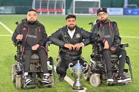 Zaffer Patel (middle) with Sohail Rehman, co-manager at Route One Rovers FC (left), and Junayde Rehman, also co-manager at Route One Rovers FC (right)