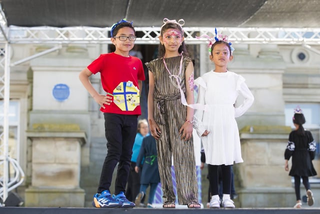 1. Year 2 pupils from Pentland Infant and Nursery School on the catwalk at the WOVEN Festival launch.