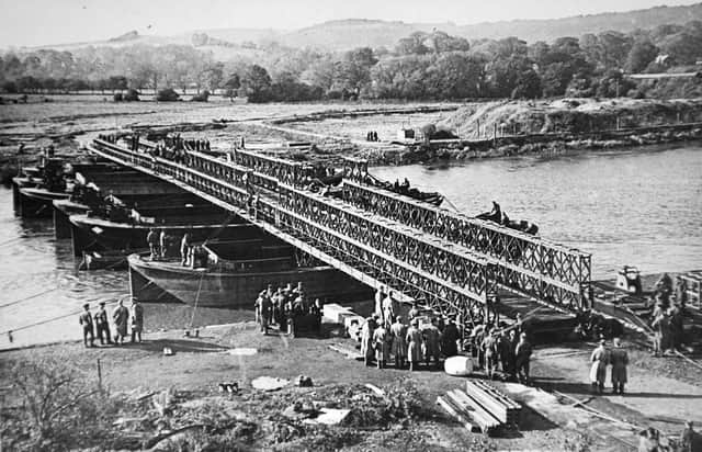 Pictured are the Bailey bridges which were built by Austin Steel, of Dewsbury and played a vital part of the Allied war effort during World War Two.