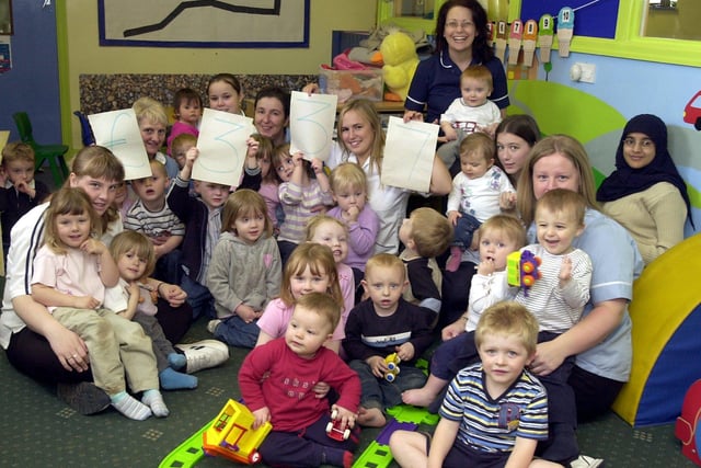 Toddlers and staff from The Counting House in Birstall raised £337 for Comic Relief in 2003