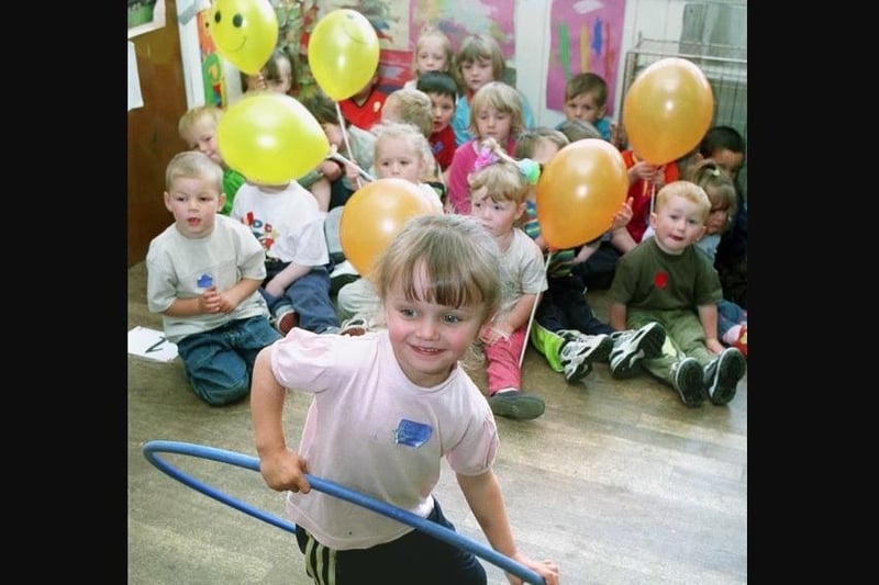 Terry Henry of Happy Faces Playgroup taking part in sports day.