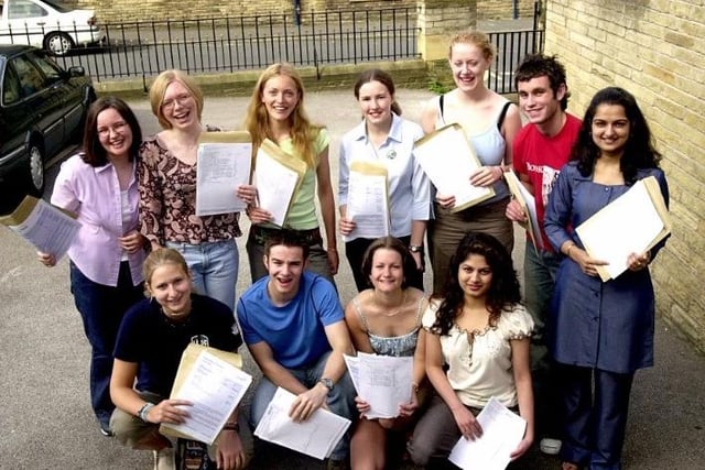 Some of the happy students at Heckmondwike Grammar School.