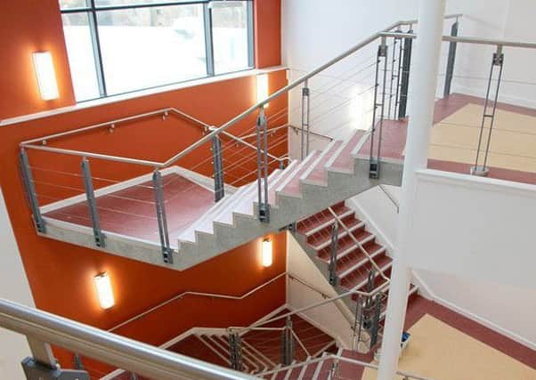 The internal stair balustrades at the college, created by MCJ Fabrications.
