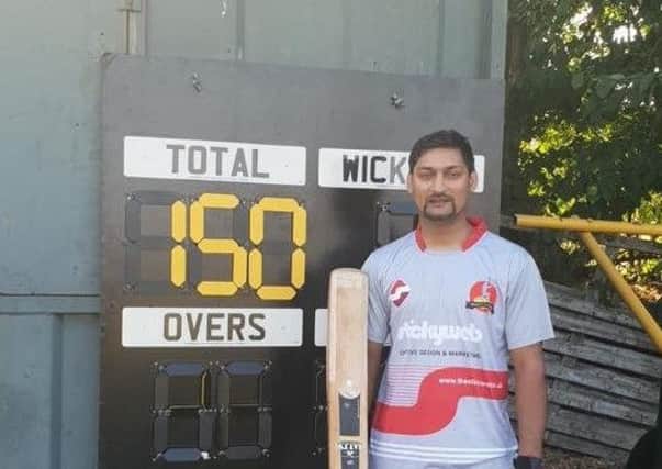 Jabir Patel smashed 150 not out off just 52 balls as Mount B secured victory over Outlane last Saturday.