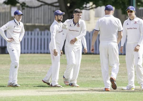Cleckheaton celebrate taking a wicket during last Saturdays Allrounder Bradford Premier League clash against Scholes.