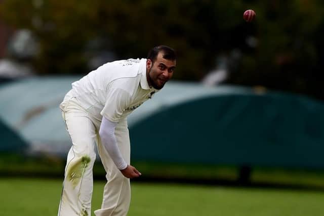 Huzaifa Patel returned superb figures of 7-23 to help dismiss Gomersal for 54 and put Batley on course for a nine wicket win in Bradford League Championship One last Saturday. Picture: Paul Butterfield