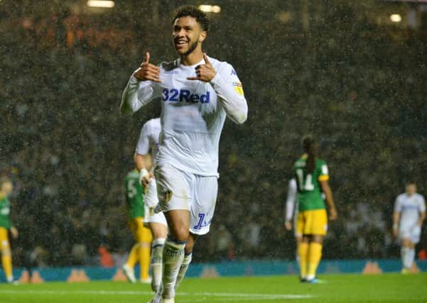 Tyler Roberts celebrates his second goal for Leeds United against Preston North End.  Picture: Bruce Rollinson