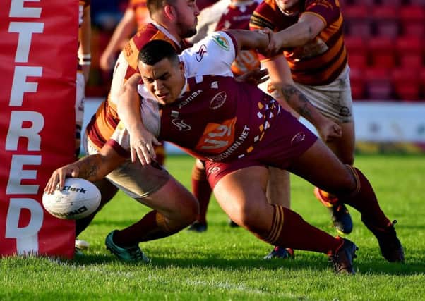 Declan Tomlinson produced a man-of-the-match performance for Thornhill Trojans but was unable to prevent them slipping to a 17-16 defeat against Oulton Raiders last Saturday. Picture: Paul Butterfield