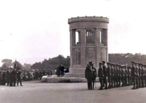 Town tribute: The unveiling of Dewsbury War Memorial in 1924. The names of 1,053 men from Dewsbury killed in World War One are etched on the impressive structure.