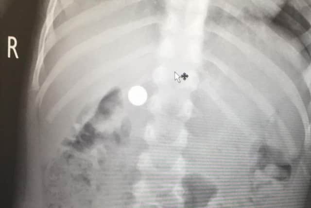 CCTV images reveal the position of the ball bearing.