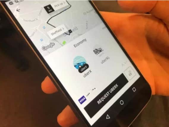 Uber app in Sheffield