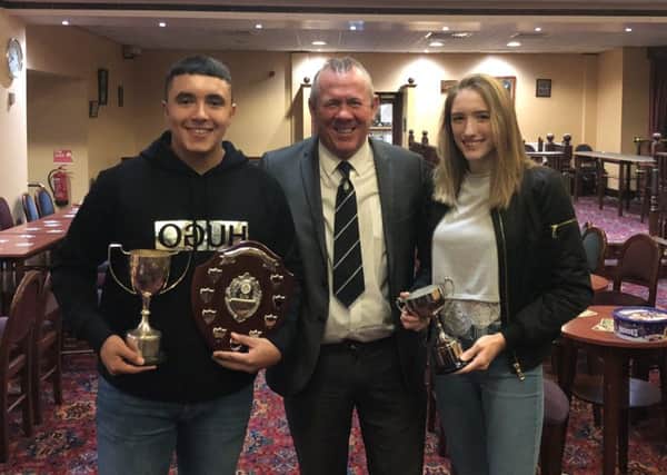 Caitlin Beevers was named Dewsbury and Batley Society young referee of the year. Pictured with president Paul Spivey